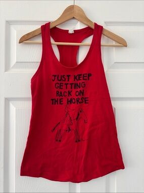 Shari Elf Racerback Tank - "Just Keep Getting Back on the Horse"
